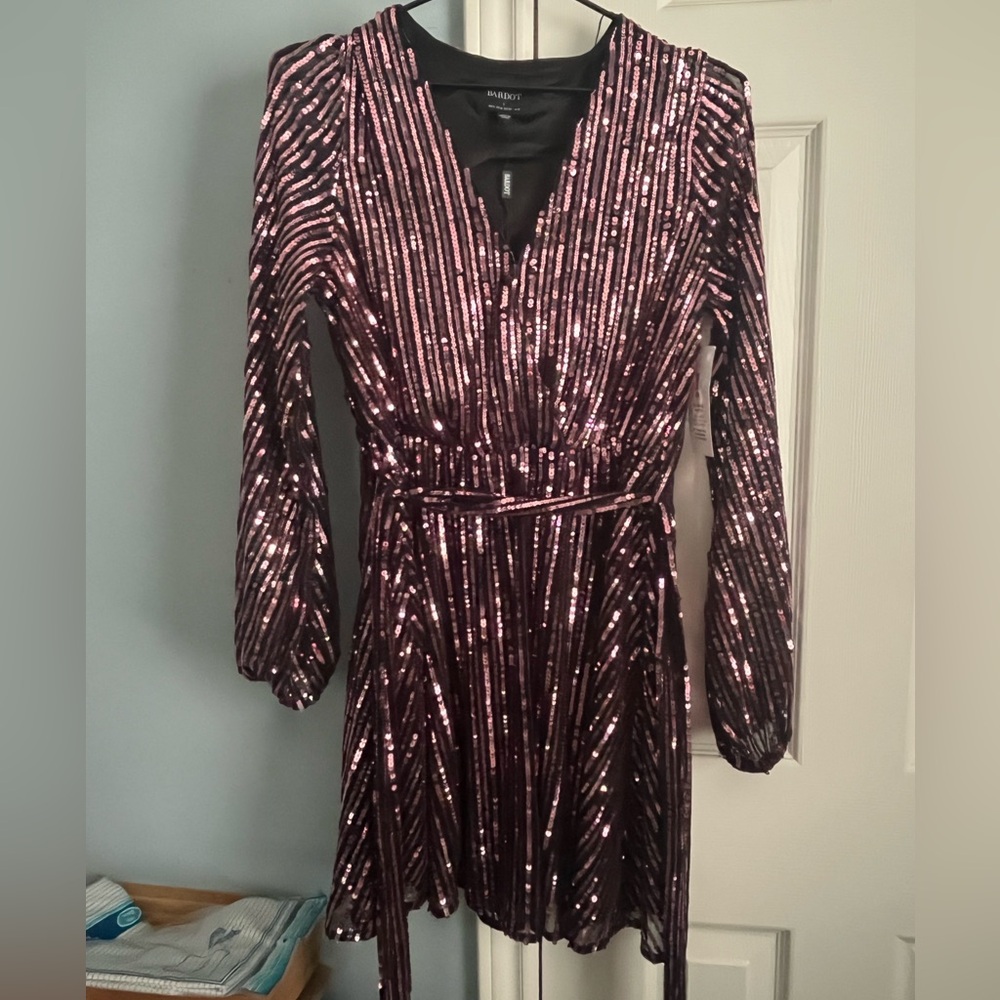 Bardot Stripe Sequin Bellissa Dress NWT